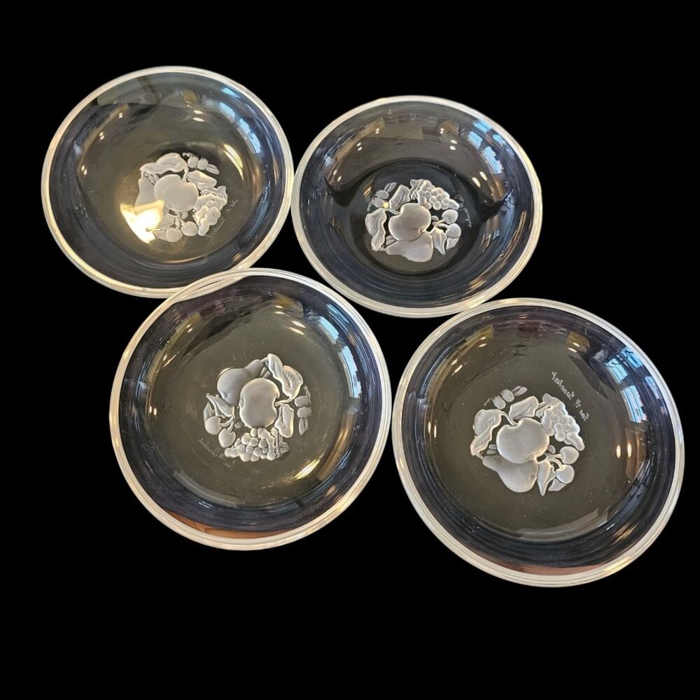 Set Val St Lambert Crystal BRUSSELS INTAGLIO Shallow‎ Fruit Bowls Few Flea Bites